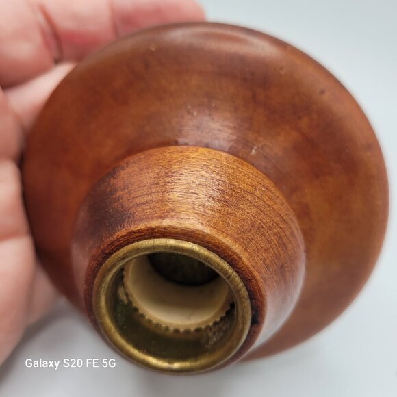 Vintage Pair Wood Turned Candleholders MCM Small Candlesticks - Picture 8 of 14